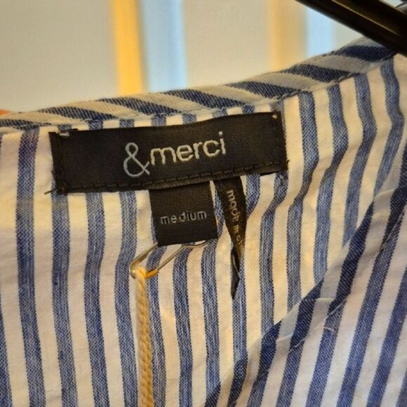 💲1️⃣0️⃣ Bundled ✔️&merci Striped Cold Shoulder Dress Elastic Waist Gingham Sz M - Picture 5 of 7